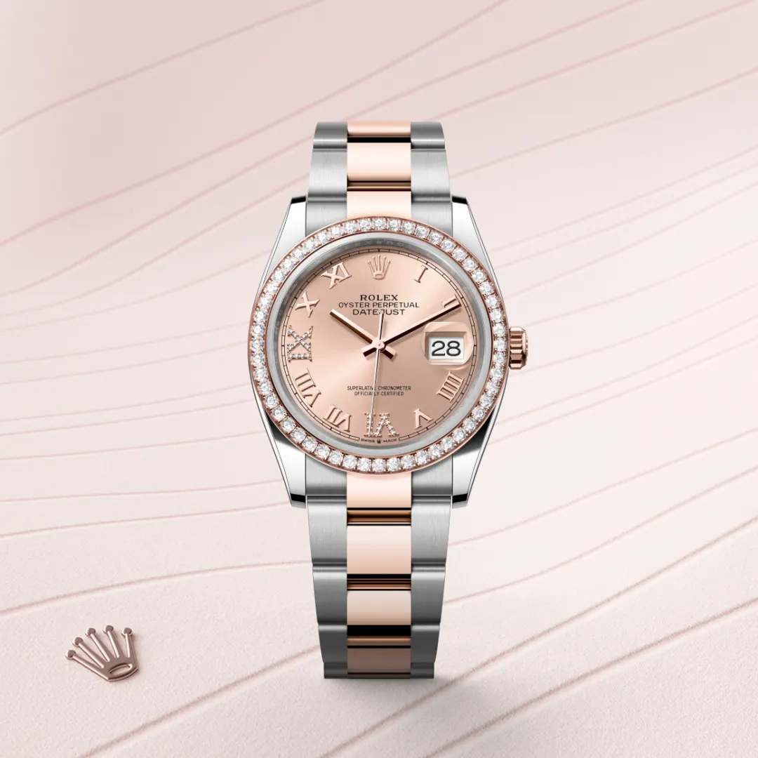 rolex datejust in everose rolesor - combination of oystersteel and everose gold, m126281rbr-0016 - Chronolink