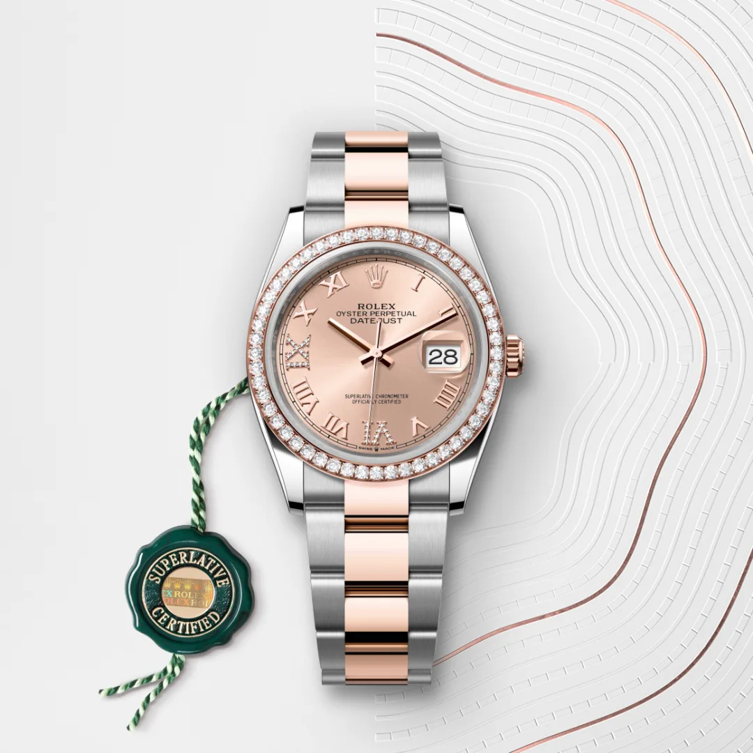 rolex datejust in everose rolesor - combination of oystersteel and everose gold, m126281rbr-0016 - Chronolink