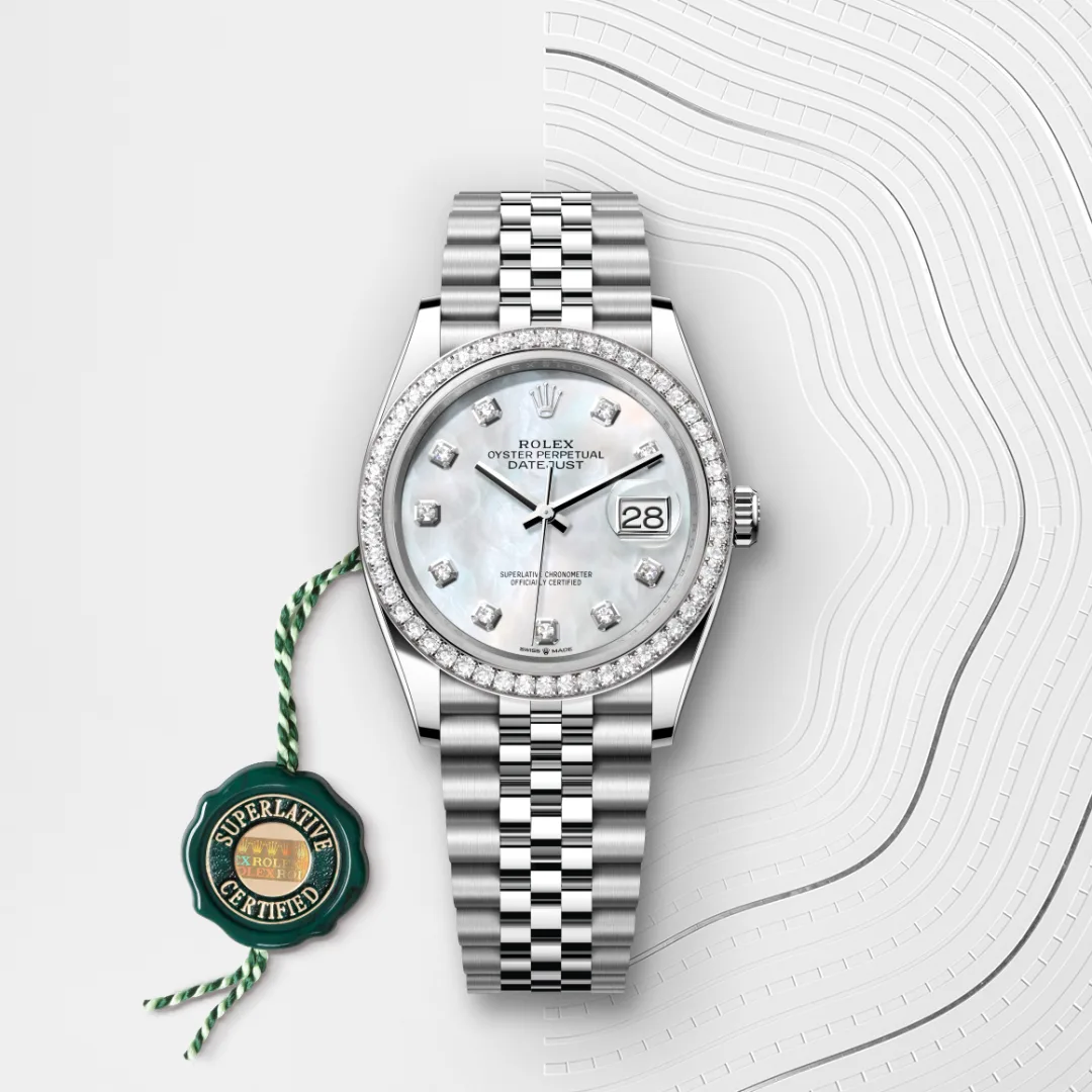 rolex datejust in white rolesor - combination of oystersteel and white gold, m126284rbr-0011 - Chronolink