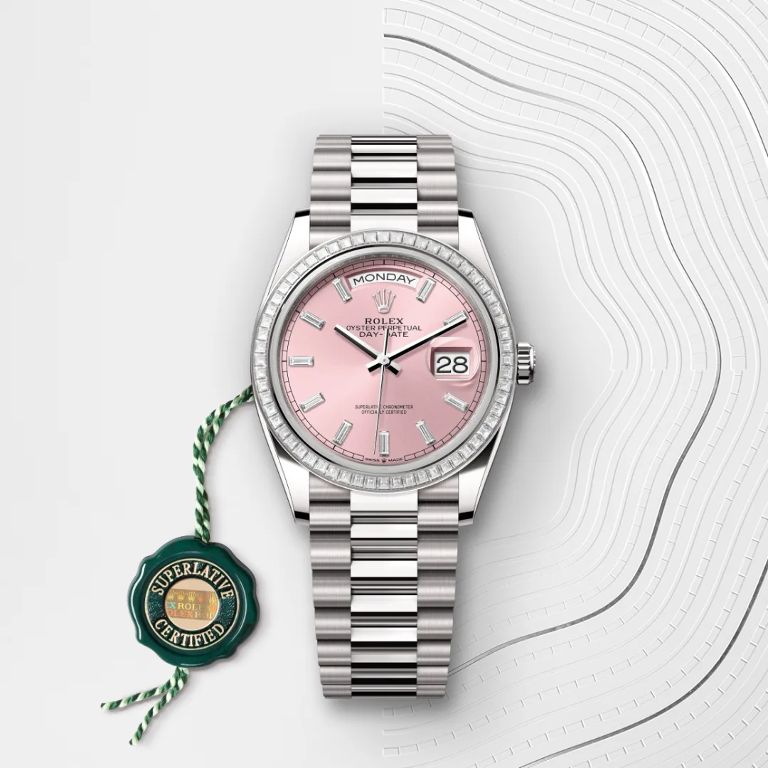 rolex day-date in 18 ct white gold, m128399tbr-0029 - Chronolink
