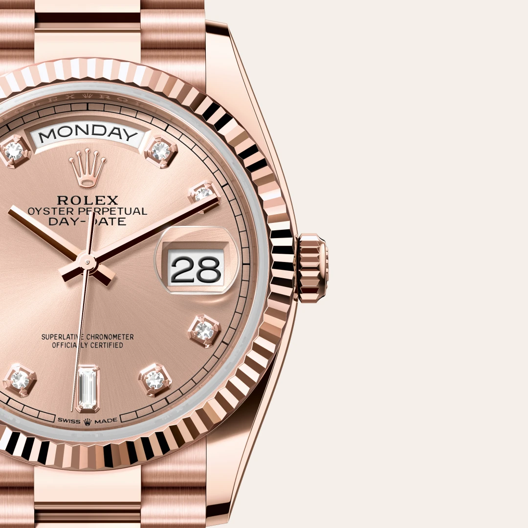 rolex day-date in 18 ct everose gold, m128235-0009 - Chronolink