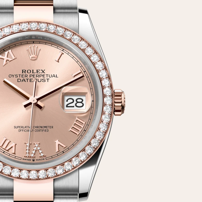 rolex datejust in everose rolesor - combination of oystersteel and everose gold, m126281rbr-0016 - Chronolink