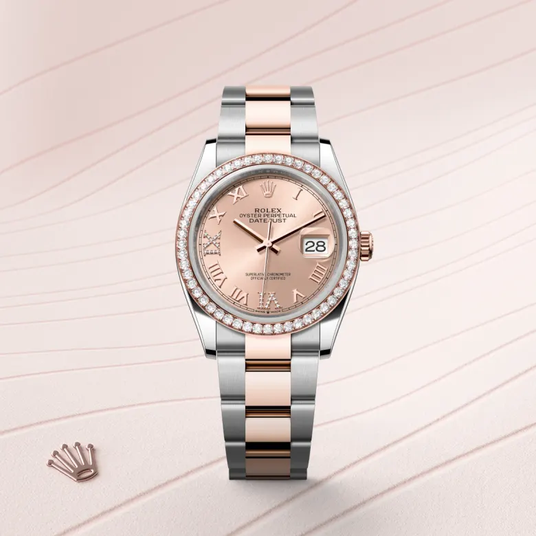 rolex datejust in everose rolesor - combination of oystersteel and everose gold, m126281rbr-0016 - Chronolink