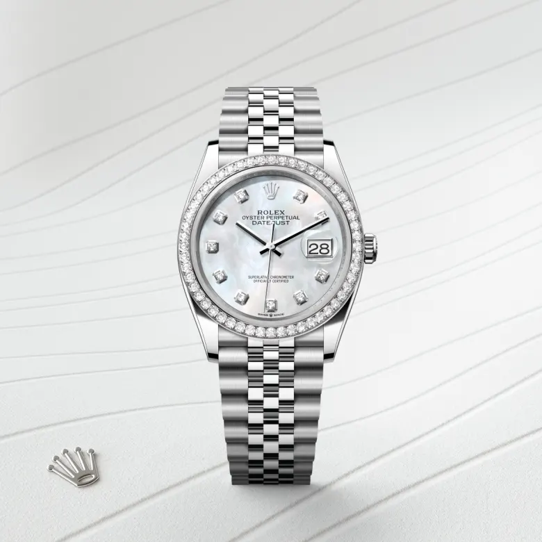 rolex datejust in white rolesor - combination of oystersteel and white gold, m126284rbr-0011 - Chronolink